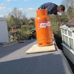 flat roof with gas canister